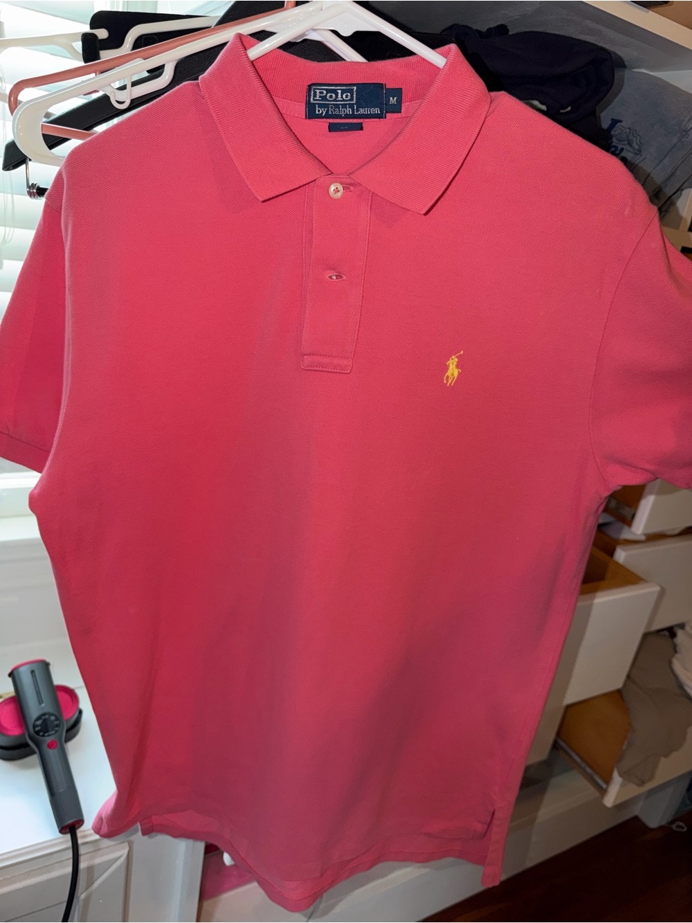 Ralph Lauren Classic Polo Shirt in Pink with Yellow Pony